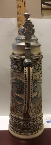 German - Tall Lidded - Ceramic - Beer Stein - 2Liter - Picture 2 of 6