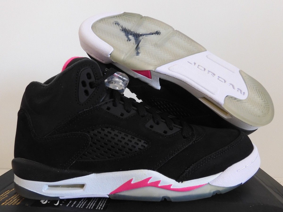 NIKE AIR JORDAN 5 RETRO GG BLACK-DEADLY PINK SZ 7Y-WOMENS SZ