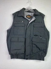 Renegade Mens Vest Coat M Black Flannel lined Zip & snap Hiking Hunting Fishing