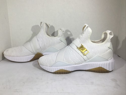 Puma Women’s Size 8.5 White Defy Varsity Metallic Gold Slip On Sneakers SW-9 - Picture 5 of 10