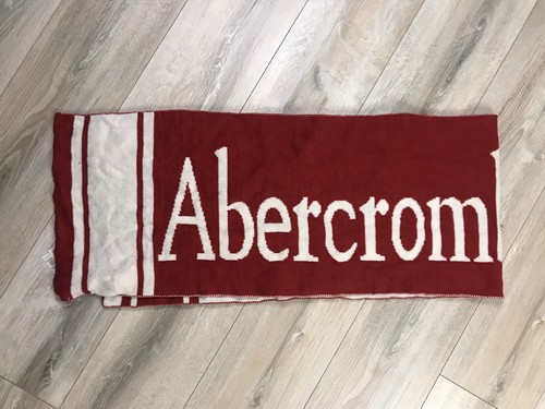 Abercrombie Logo Scarf Red White Vertical Logo One Size Fits Most Reversible - Picture 6 of 8