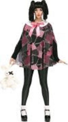 Fun World Tötlich Puppe Poncho One Größe Damen Halloween Kostüm Spooky Schleife