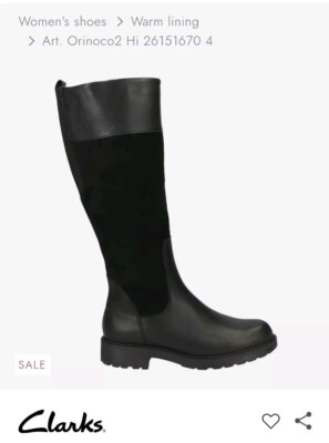 Clarks Size Orinoco Tall Knee High Black Warm Lined Leather Riding  Boots