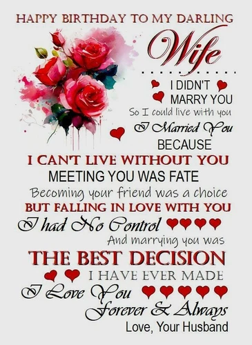 Happy Birthday To My Darling Wife  A5 Card for Her Wife Female With Love