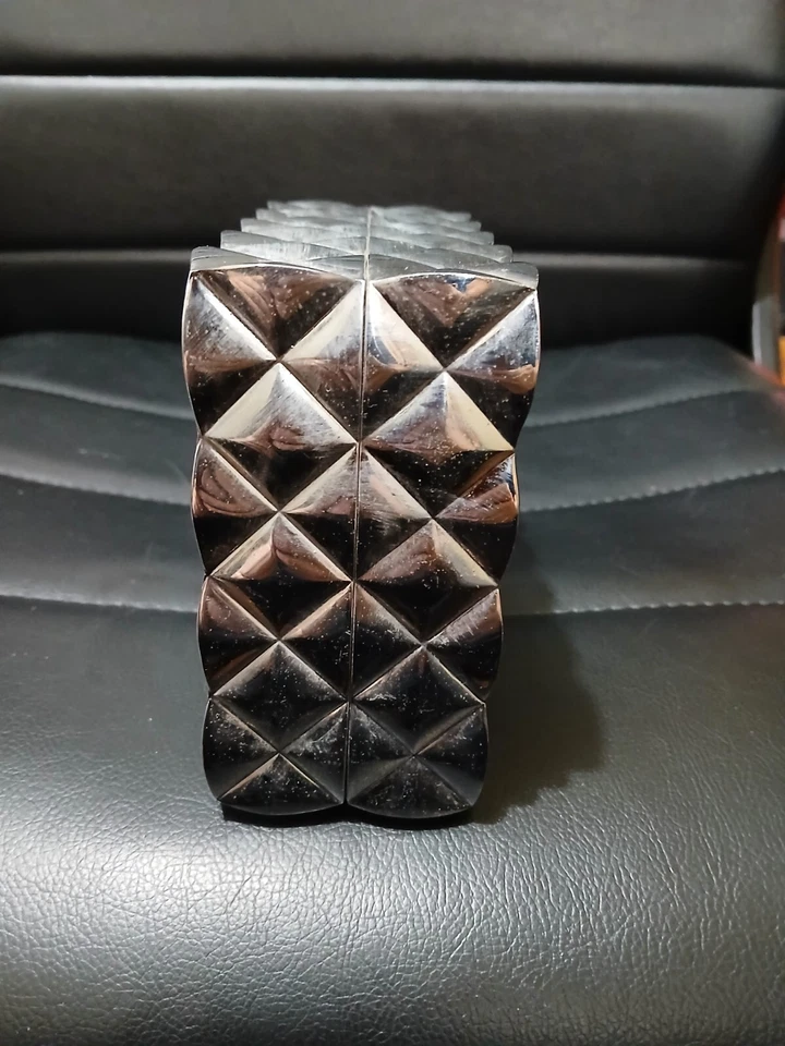 Robert Abbey MCM Bloque Cromo Acolchado Batería Mesa Reloj Despertador Cara Rosa Foto 4 de 4