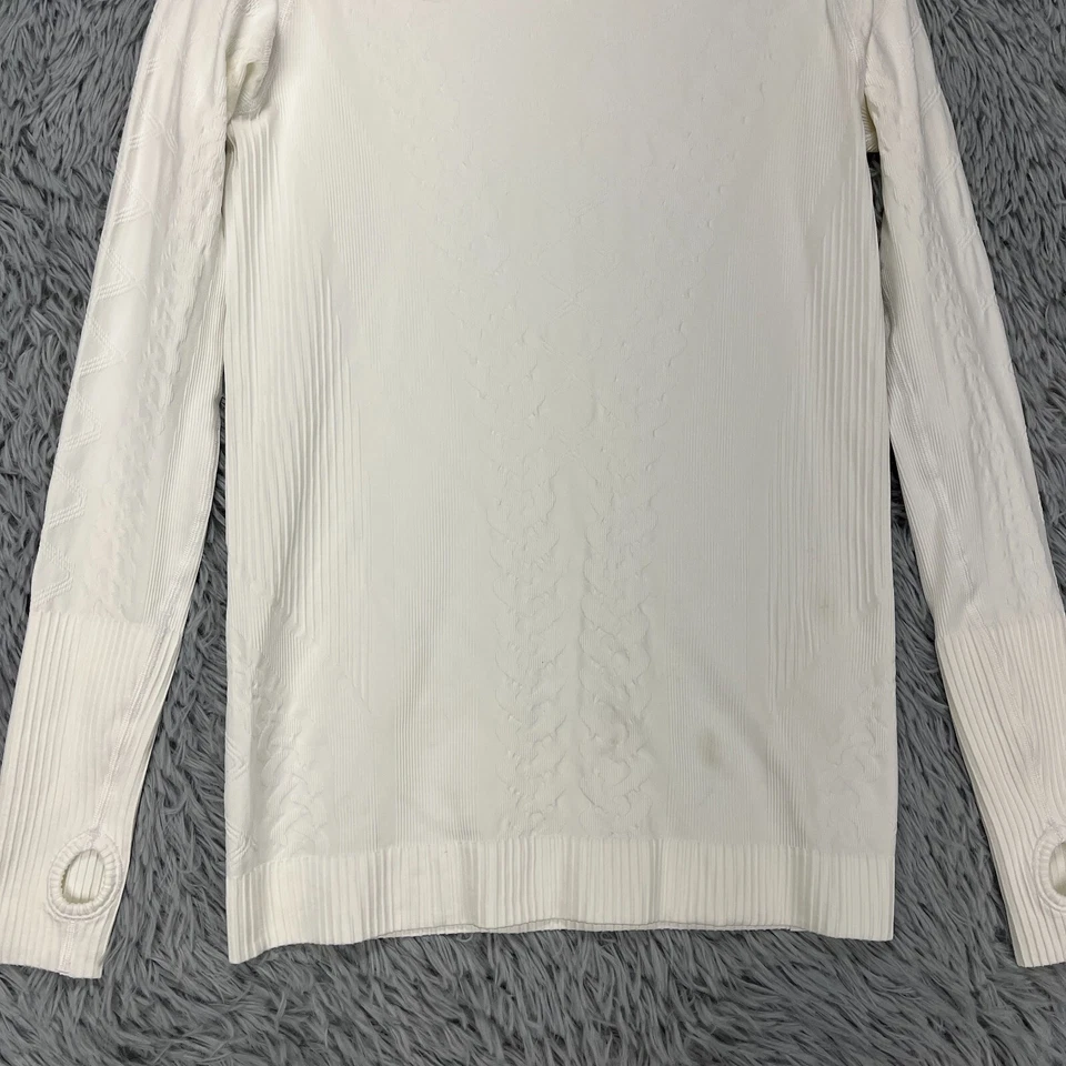 Pullover Lululemon Rest Less para mujer 6? Correr deportivo elástico LS con textura marfil Foto 3 de 4