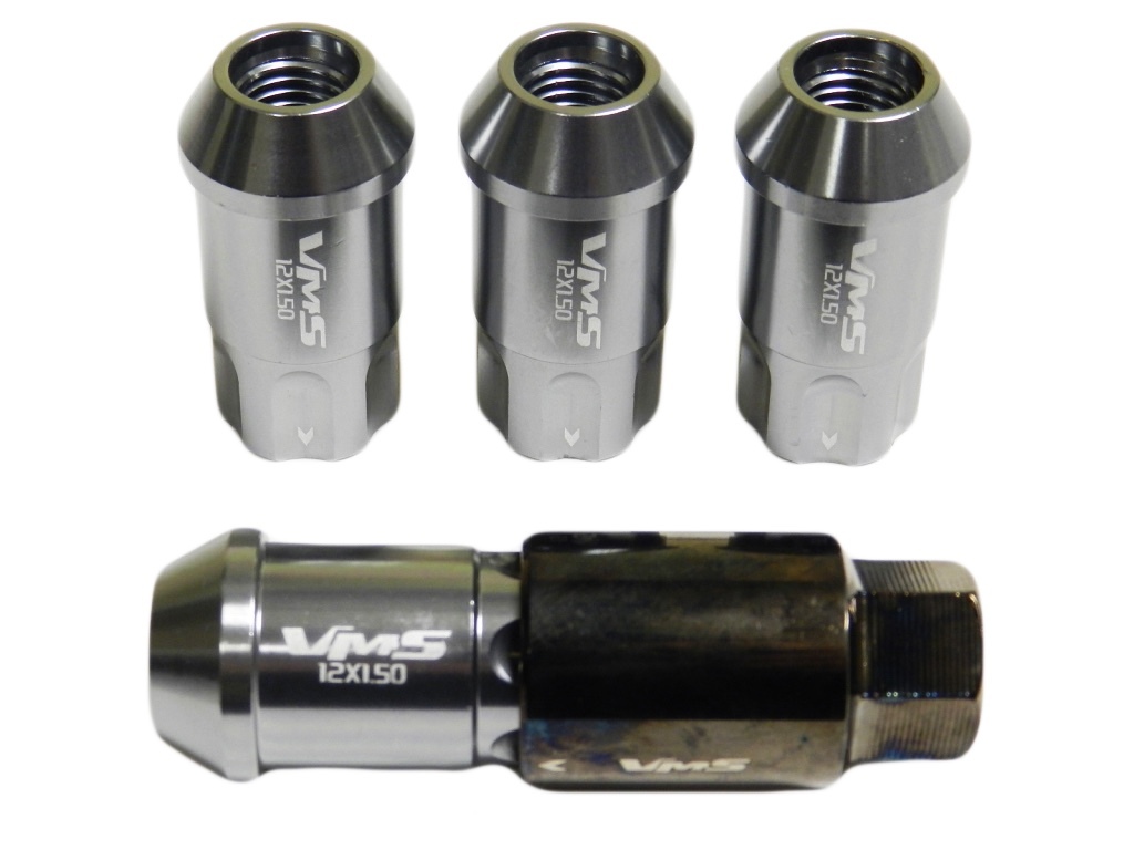 GUNMETAL 4PC LOCKING LUG NUTS KEY SUBARU IMPREZA LEGACY BRZ