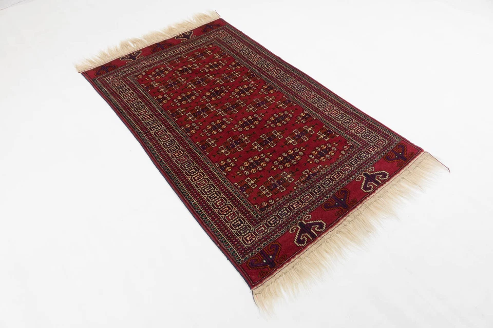 Кавказский ямутский ковер ручной вязки 120x180 красный геометрический узор шерсть - Изображение 3 из 4