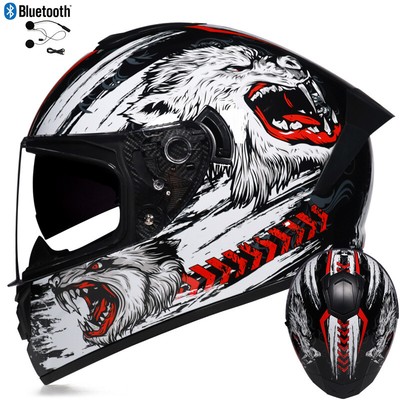 DOT Bluetooth Motorcycle Helmets Full Face Off Road ATV Motorbike Crash Helmet