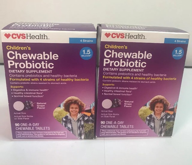 2X 90 CVS Childrens Probiotic Dietary Supplement Chewables tablets Ex 2