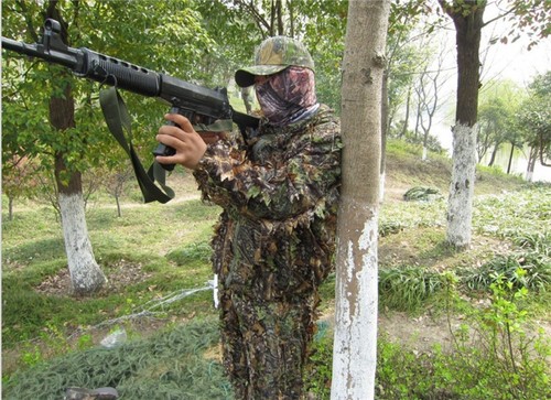 CAZA GHILLIE Traje Chaqueta y pantalones de camuflaje airsoft 3D ropa de  hoja de arce | eBay