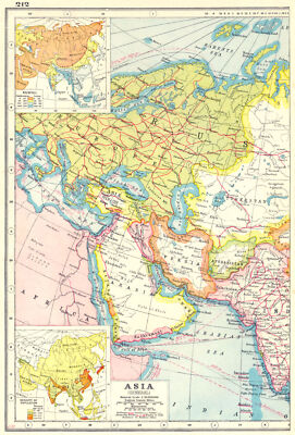 WESTASIEN.Arabien Persien Mesopotamien Russland.Niederschlagsbevölkerungsdichte 1920 Karte
