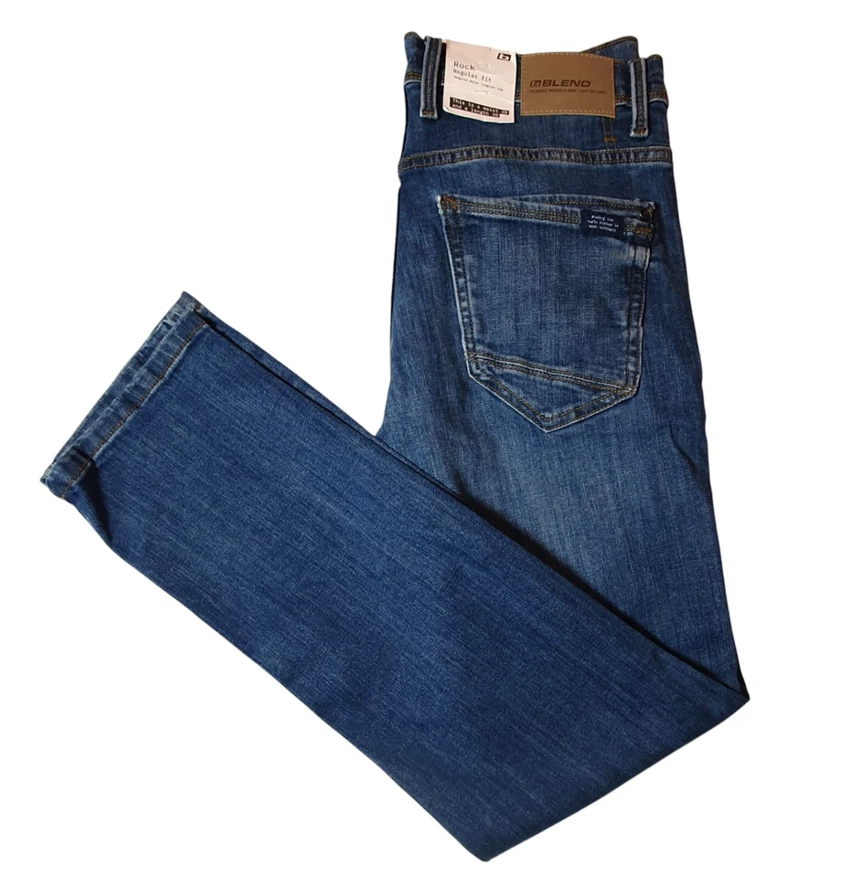 NUEVO Pantalones de mezclilla de pierna recta azul mezcla para hombre talla W30 L30 calce regular Foto 2 de 4