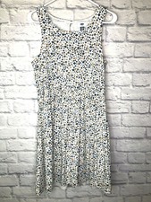 Old Navy Women Fit & Flare Lined Cami Size M Tall Sleeveless Floral Dress Ivory