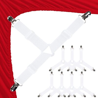 8pcs Bed Suspender Straps Mattress Fastener Holder Triangle Grippers Sheet Clips