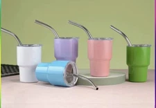 Mini Sublimation shot glass Tumbler double insulated with stainless straw