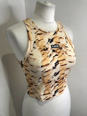 BNWT P.E NATION Freeman micro rib cropped tank top S Small NEW animal print gym 