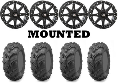 Kit 4 Maxxis Zilla Tires 27x10-14 on High Lifter HL10 Black Wheels HP1K