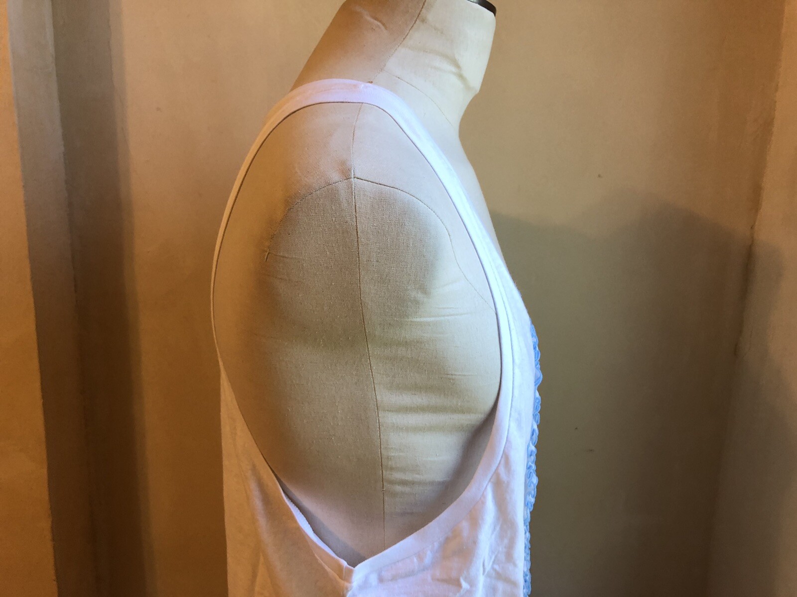 DSQUARED² RUNWAY WHITE BLUE RUFFLES TANK TOP SHIRT L MADE IN ITALY image 5