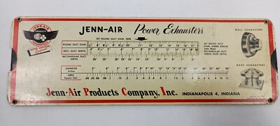 Vintage 1954 JENN-AIR Air Duct Calculator HVAC Air Conditoning Slide Chart Rule