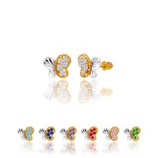 14kt Solid Gold Kids Butterfly Screwback Stud Earrings