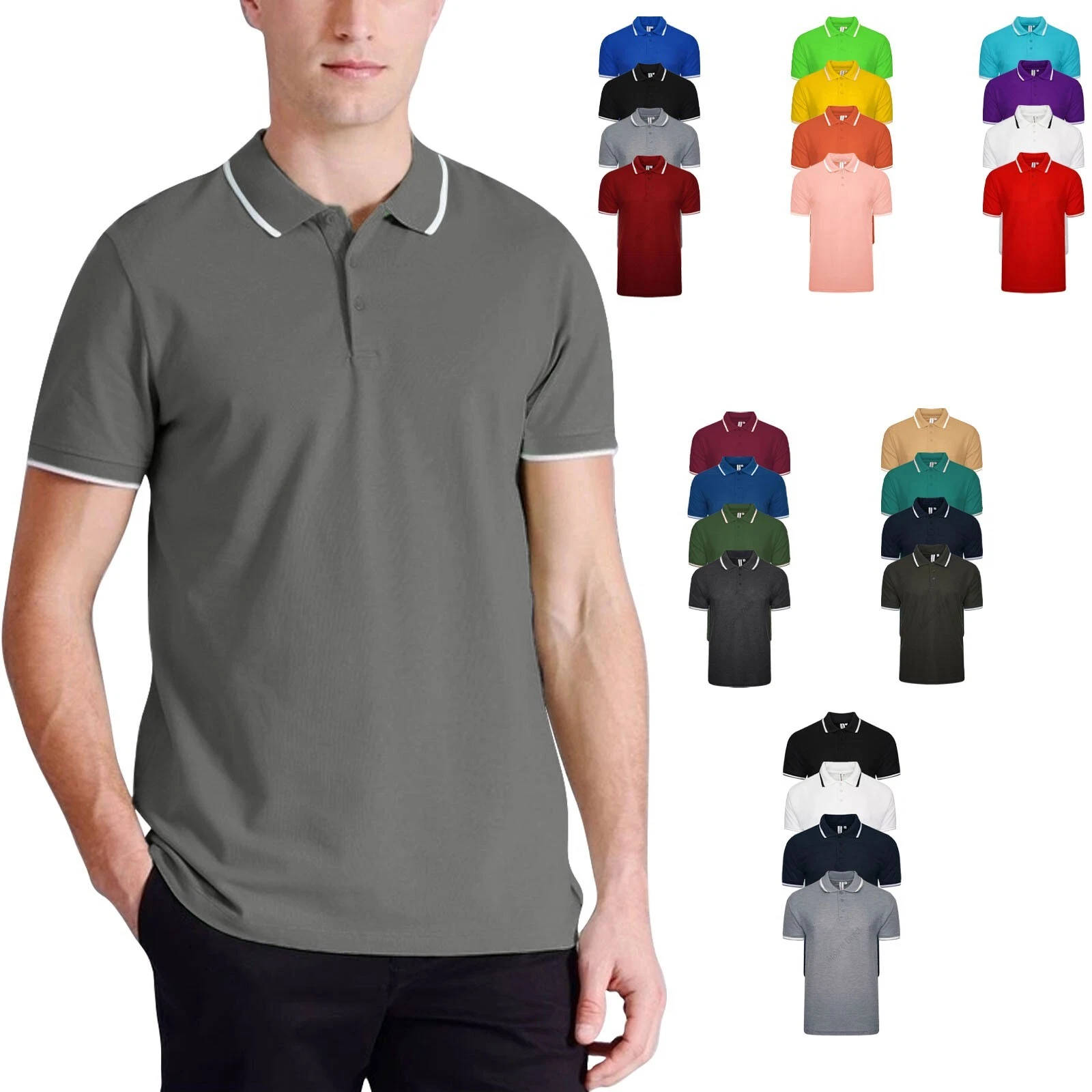 4 & 6 Pack Mens Polo Shirt Short Sleeve Tipping Plain Pique Top TShirt Tee
Opens in a new window or