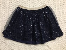 Osh Kosh Girls Tulle Sequin Skirt 14 Navy Blue Gold EUC