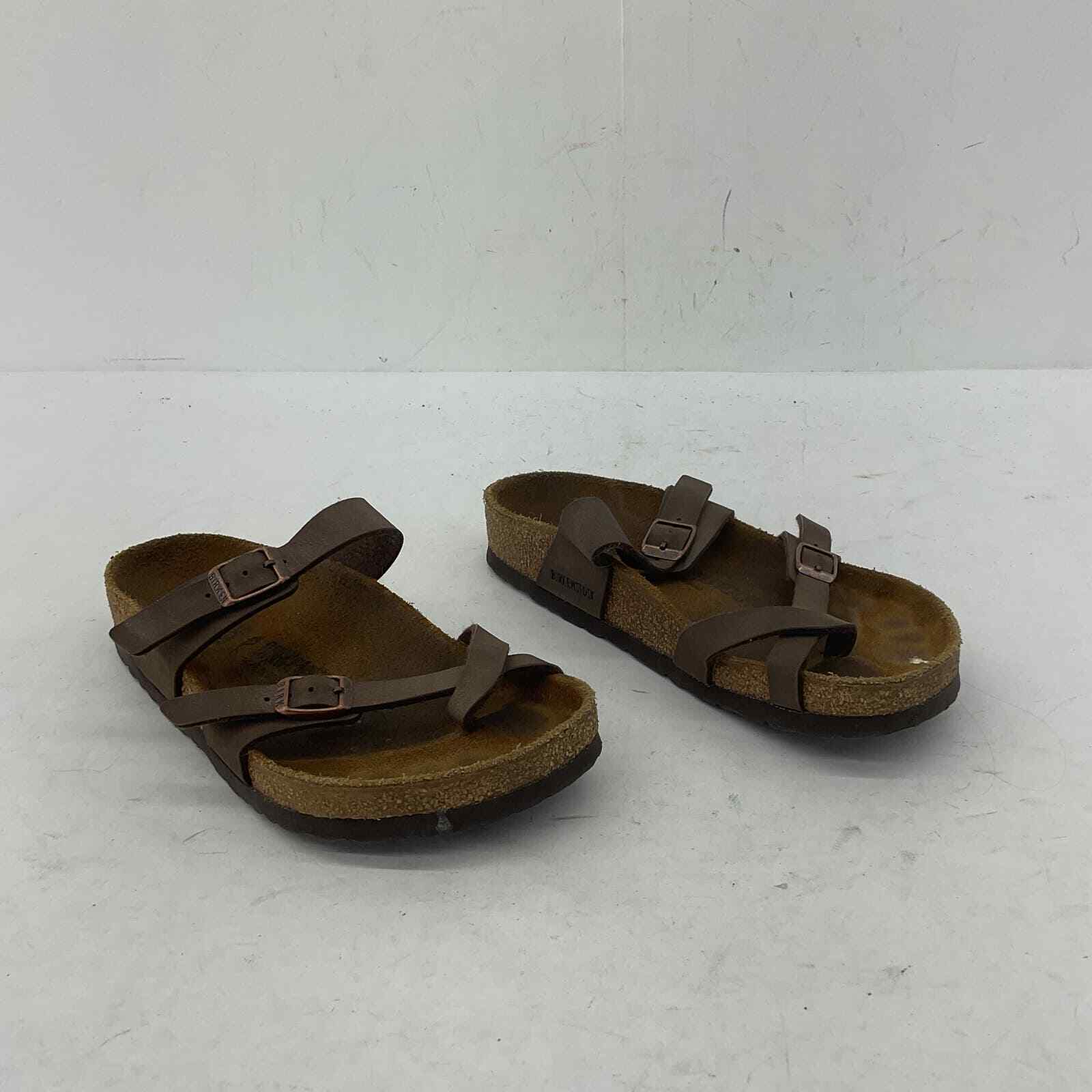 Birkenstock Brown Leather Slide Sandals Women's 7 Gem