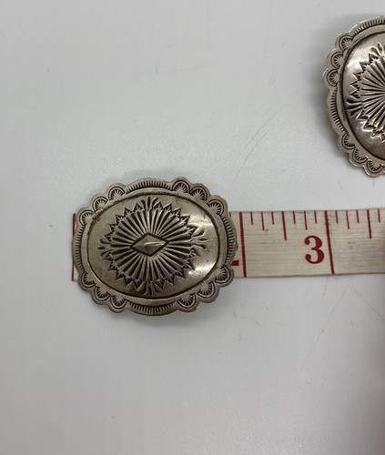 Gorgeous Vintage Navajo Sterling Silver Concho Earrings - Picture 5 of 7