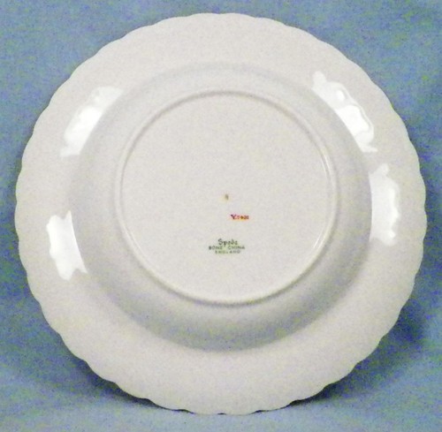 2 Spode Fleur de Lys Soup Bowls Y7481 Red Bone China Gold Trim Scalloped Rim Lis - Picture 5 of 6