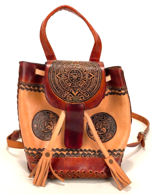 Vtg Tooled Leather Backpack Purse-Made in Mexico-Emily | eBay display picture 3