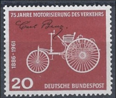 BRD FRG #Mi364 MNH 1961 1st Motor Car Carl Benz Signature