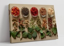 SPICES, HERBS AND PLANTS KITCHEN DECOR FRAMED CANVAS WALL ART PICTURE PRINT