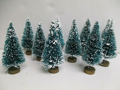 20 Miniature Green Frosted Sisal Bottle Brush Christmas Trees  3'' ~ BULK