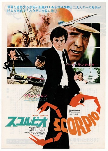 Scorpio 1973 mini poster Chirashi flyer Japan Alain Delon Burt Lancaster