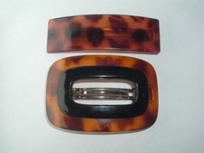 VINTAGE FAUX TORTOISE PLASTIC HAIR BARRETTES UP DO HAIR ACCESSORY