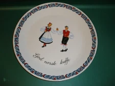 VTG Figgjo Norway Hardanger Norwegian Dancers  9.5" Plate God Norsk Kaffe