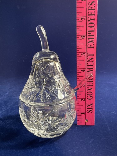 Delicate Pinwheel Crystal Pear With Spoon Jam Jelly Sugar Serving Bowl EUC - Picture 14 of 16