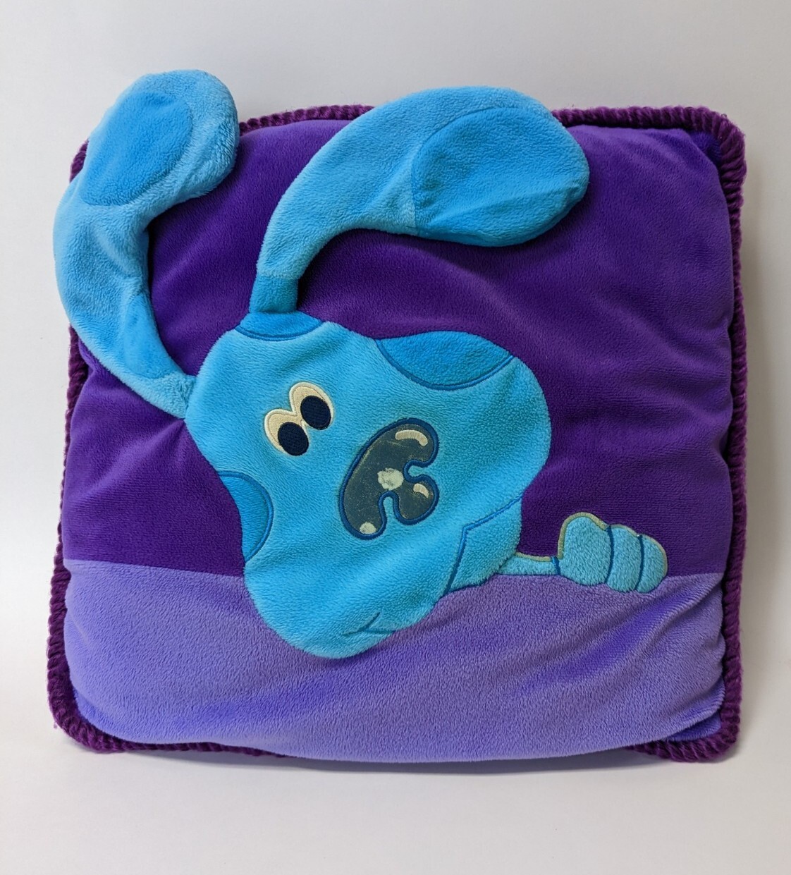 Rare Vintage Blues Clues Plush Throw Pillow Purple Floppy Ears Braided