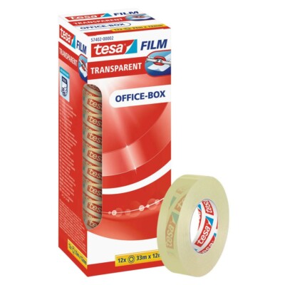 12 Tesafilm Rollen 1,2cm x 33m transparent Klebeband tesafilm 