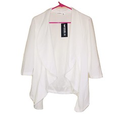 Women's Casual Solid Classic Cardigan Blazer Jacket Ivory White Casual Office Wo