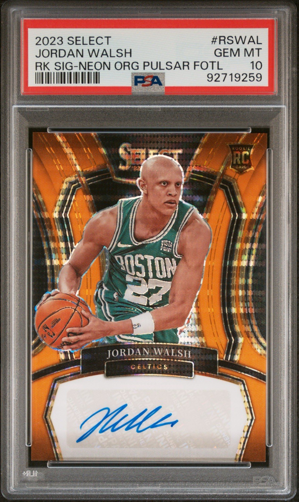PSA 10 💎 2023 Select Rookie Auto Jordan Walsh /30 FOTL (RC) Neon Orange Pulsar