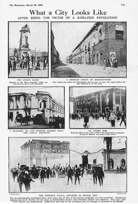 Mexiko Straßenszenen nach der Revolution - Antikdruck 1913