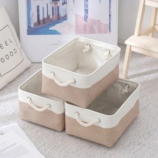 Foldable Linen Storage Basket with Handles Large Clothes Toy Organizer Bin