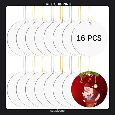 16 pcs Metal Sublimation Ornaments Blank Christmas Tree Decor DIY Crafts