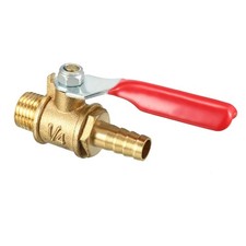 1/4PT Male Threaded x 8mm Barb Brass Mini Ball Valve 180 Degree Handle