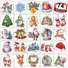 Glitter Christmas Temporary Tattoos for Kids,74 Individual Sheets