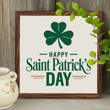Irish Wooden Plaque Happy Saint Patrick's Day Shamrock Farmhouse Wall Decoration