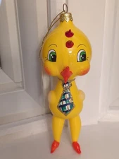 De Carlini Anthropomorphic Yellow Duck Bird Blown Glass Ornament Vintage Italy 