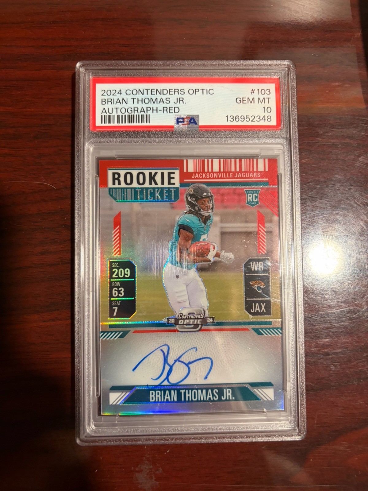 Brian Thomas Panini Contenders Optic #103 Autograph-Red